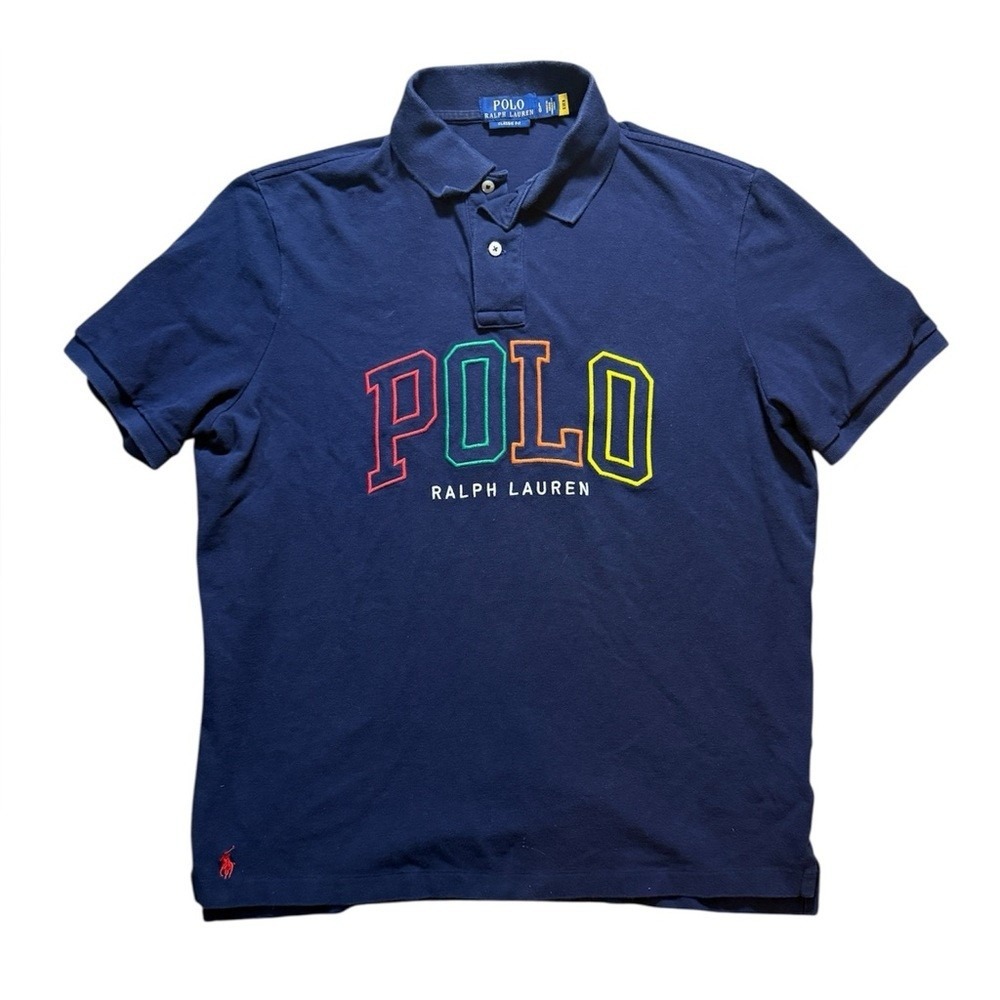 Polo Ralph Lauren Classic Fit Y2K Multi-Color Logo Polo L Preppy Old Money